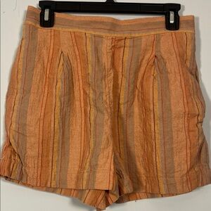 Madewell‎ Women's Mauve Pink Blue Striped Linen Shorts Size Small